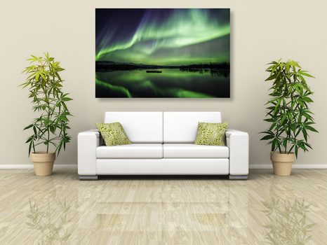 OBRAZ ZELENÁ POLÁRNÍ ZÁŘE - OBRAZY PŘÍRODY A KRAJINY - OBRAZY