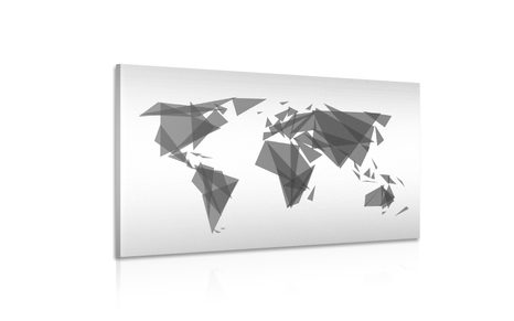 OBRAZ GEOMETRICKÁ MAPA SVETA V ČIERNOBIELOM PREVEDENÍ - OBRAZY MAPY - OBRAZY