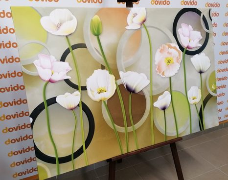 SLIKA BEL MAK NA ABSTRAKTNEM OZADJU - SLIKE ROŽ - SLIKE