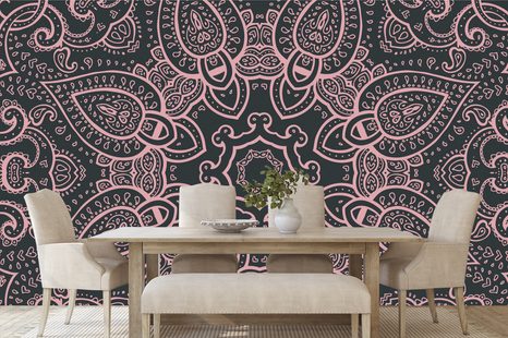 TAPETA MANDALA S INDICKÝM NÁDECHEM V RŮŽOVÉ - TAPETY FENG SHUI - TAPETY