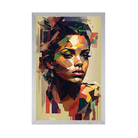 PLAKAT WDZIĘK KOBIETY W PATCHWORKOWYM WZORZE - KOBIETY - PLAKATY