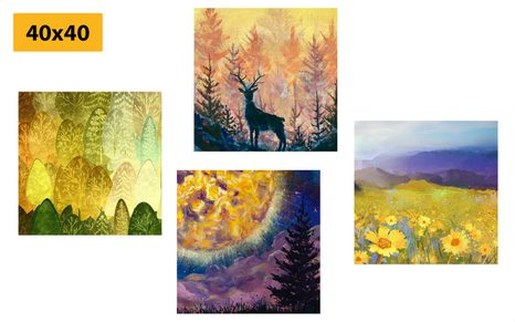 BILDER-SET GESCHICHTE DES HIRSCHES ALS ÖLGEMÄLDE-IMITATION - BILDERSETS - BILDER