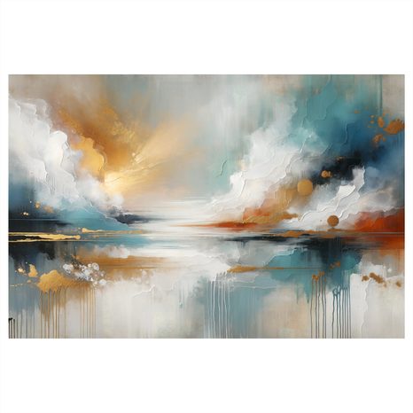 WANDBILD GOLDENER HIMMEL ÜBER DEM WASSER - BILDER SEEN - BILDER