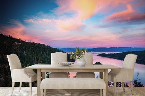 FOTOTAPETA JEZERO PŘI ZÁPADU SLUNCE - TAPETY PŘÍRODA - TAPETY