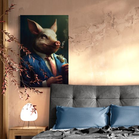 WANDBILD TIERISCHER GANGSTER SCHWEIN - WANDBILDER TIERISCHE GANGSTER - BILDER