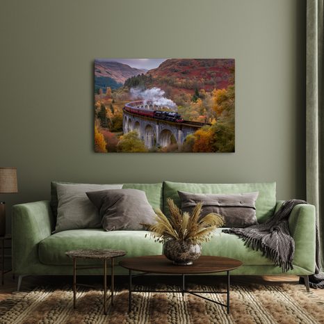 QUADRO SU TELA – TRENO A VAPORE - QUADRI DI NATURA E PAESAGGIO - STAMPE E QUADRI