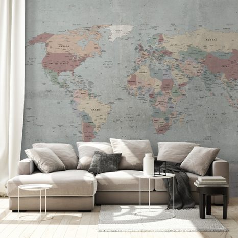 SAMOLEPILNA TAPETA VINTAGE ZEMLJEVID SVETA - TAPETE ZEMLJEVIDI - TAPETE