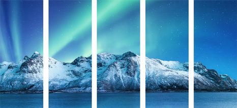 5-RÉSZES KÉP ARCTIC AURORA BOREALIS - BOLYGÓ- ÉS CSILLAGMINTÁS KÉPEK - KÉPEK