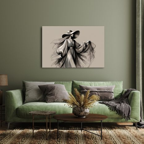 OBRAZ ŽENA V ŠATECH A KLOBOUKU - OBRAZY ŽENY - OBRAZY
