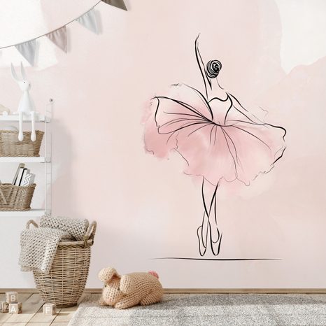 SELBSTKLEBENDE TAPETE ELEGANTE BALLERINA IM ROSA ROCK - TAPETEN MIT MENSCHEN UND PROMIS - TAPETEN