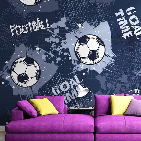 CARTA DA PARATI – PALLONE DA CALCIO IN VIOLA - CARTA DA PARATI BAMBINI - CARTA DA PARATI