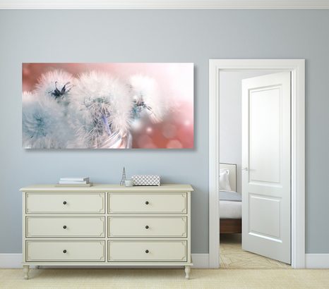 КАРТИНА НА ПЛАТНО – ГЛУХАРЧЕ С АБСТРАКТНИ ЕЛЕМЕНТИ - КАРТИНИ С ЦВЕТЯ - КАРТИНИ