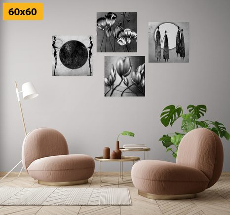 SET OBRAZOV V ČIERNOBIELOM ETNO PREVEDENÍ - ZOSTAVY OBRAZOV - OBRAZY