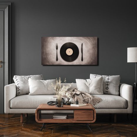 WANDBILD RETRO-DINNER AUF PLATTE - MUSIKBILDER - BILDER