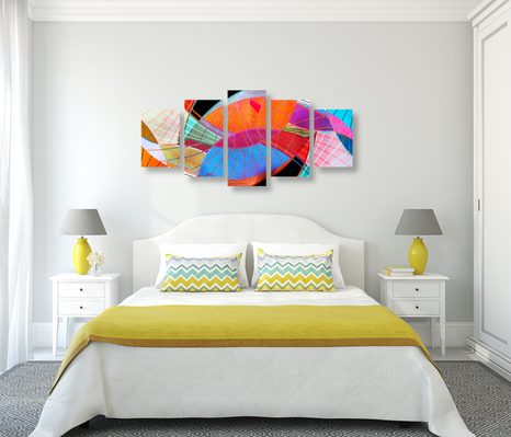 5-TEILIGES WANDBILD MEHRFARBIGE ABSTRAKTION - ABSTRAKTE BILDER - BILDER