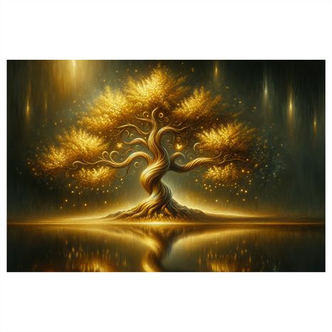 WANDBILD LEUCHTENDER LEBENSBAUM IN DER NACHT - BILDER BÄUME DES LEBENS - BILDER
