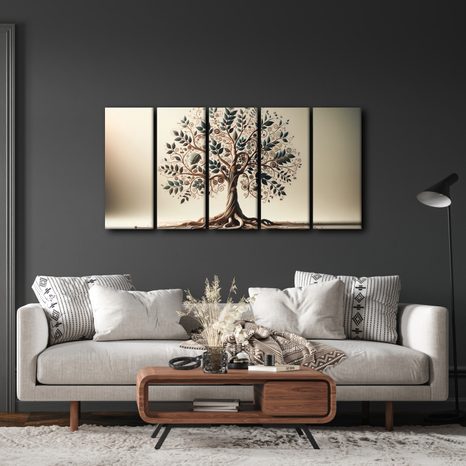 5-DÍLNÝ OBRAZ DEKORATIVNÍ STROM ŽIVOTA S ORNAMENTY - OBRAZY STROMY ŽIVOTA - OBRAZY