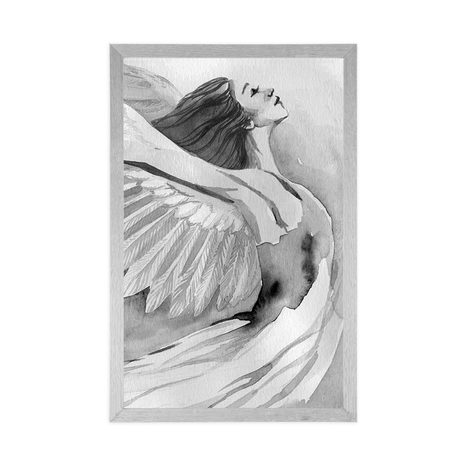 POSTER FREIER ENGEL IN SCHWARZ-WEISS - SCHWARZ-WEISS - POSTER