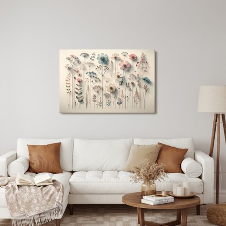 WANDBILD GETROCKNETE WIESENBLUMEN - BILDER BLUMEN - BILDER