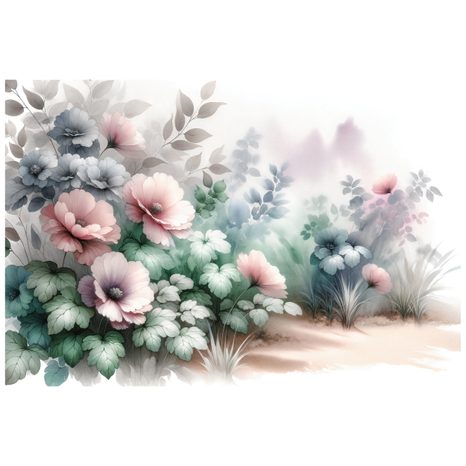 SAMOLEPÍCÍ TAPETA AKVARELOVÉ PASTELOVÉ KVĚTINY - TAPETY KVĚTINY - TAPETY