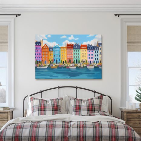 OBRAZ BAREVNÉ DOMY U ŘEKY - BAREVNÉ DOMY - OBRAZY