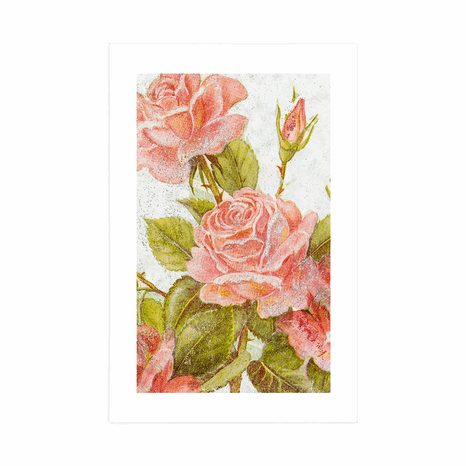 PLAKAT Z PASSE-PARTOUT VINTAGE BUKIET RÓŻ - KWIATY - PLAKATY