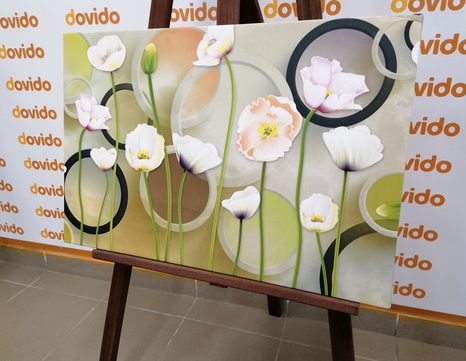 SLIKA BEL MAK NA ABSTRAKTNEM OZADJU - SLIKE ROŽ - SLIKE