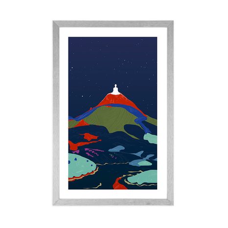 PLAGÁT S PASPARTOU MEDITÁCIA BUDHU NA VRCHOLE - MOTÍVY Z NAŠEJ DIELNE - PLAGÁTY