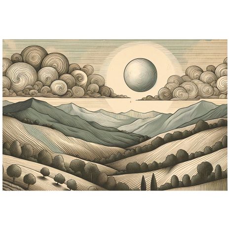 SAMOLEPÍCÍ TAPETA HORSKÁ KRAJINA V RETRO STYLU - TAPETY HORY - TAPETY