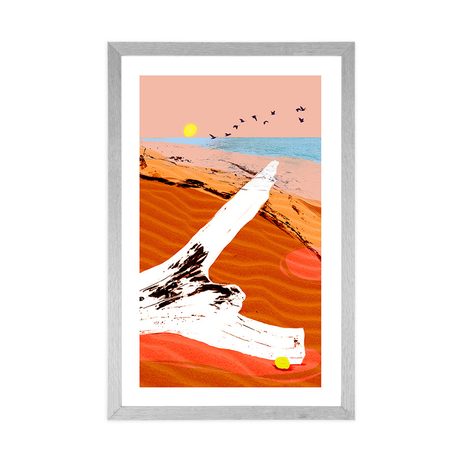 PLAKÁT S PASPARTOU ZÁTIŠÍ PLÁŽE - MOTIVY Z NAŠÍ DÍLNY - PLAKÁTY