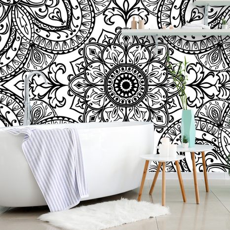 SELF ADHESIVE WALLPAPER BLACK AND WHITE ORNAMENT - SELF-ADHESIVE WALLPAPERS - WALLPAPERS