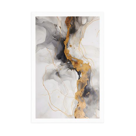 PLAKÁT BÍLO-ŠEDÝ MRAMOR - MRAMOROVÁ ABSTRAKCE - PLAKÁTY