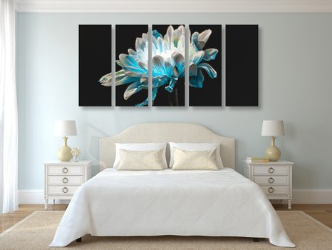 5-RÉSZES KÉP SZÁZSZORSZÉP FEKETE HÁTTÉREN - VIRÁGMINTÁS KÉPEK - KÉPEK