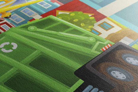 CANVAS PRINT TRAIN IN THE CITY - CHILDRENS PICTURES - PICTURES