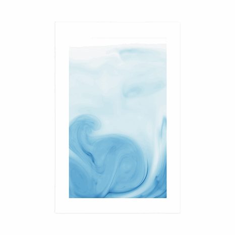 PLAKAT S PASPARTUOM PREKRASNA PLAVA APSTRAKCIJA - APSTRAKTNI I S UZORKOM - PLAKATI