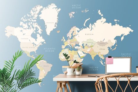 TAPETE KARTE MIT VINTAGE-ELEMENTEN - WELTKARTEN-TAPETEN - TAPETEN