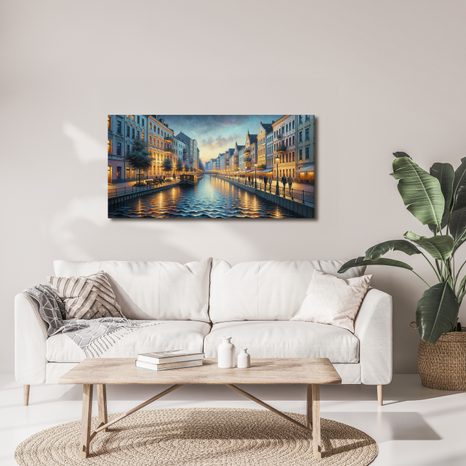 SLIKA OSVETLJENA VEČERNA OBALA - SLIKE MESTA - SLIKE