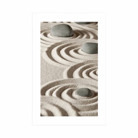 POSTER WITH MOUNT ZEN STONES IN SANDY CIRCLES - FENG SHUI - POSTERS