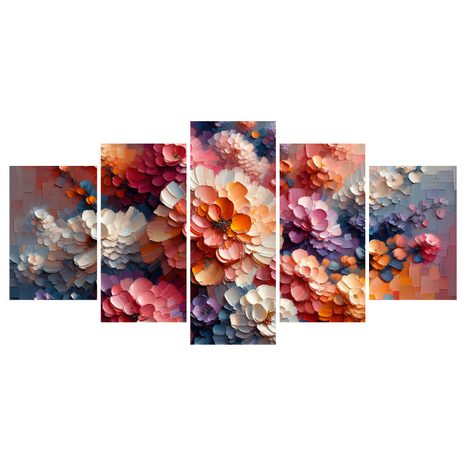 5-DÍLNÝ OBRAZ KVĚTINOVÁ ZÁPLAVA BAREV - ΠΊΝΑΚΕΣ ΑΠΌ ΛΟΥΛΟΎΔΙΑ - ΠΊΝΑΚΕΣ