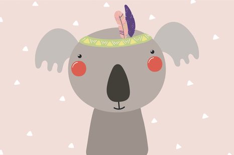 TAPETA KOALA S INDIÁNSKÝM PÍRKEM - DĚTSKÉ TAPETY - TAPETY