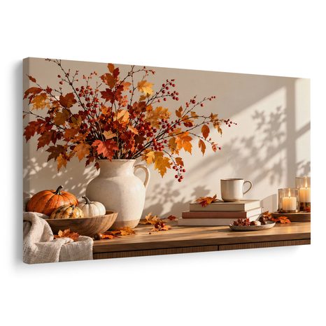 WANDBILD HERBSTLICHES STILLLEBEN MIT KÜRBISSEN - HALLOWEEN- UND HORROR-BILDER - BILDER