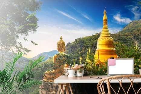 TAPETA POHLED NA ZLATÉHO BUDHY - TAPETY FENG SHUI - TAPETY