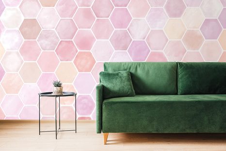 SELBSTKLEBENDE TAPETE ROSA HEXAGON-MUSTER - SELBSTKLEBENDE TAPETEN - TAPETEN