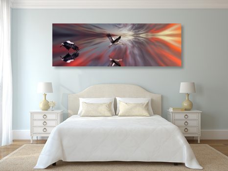 WANDBILD STÖRCHE AUF ABSTRAKTEM HINTERGRUND - BILDER TIERE - BILDER