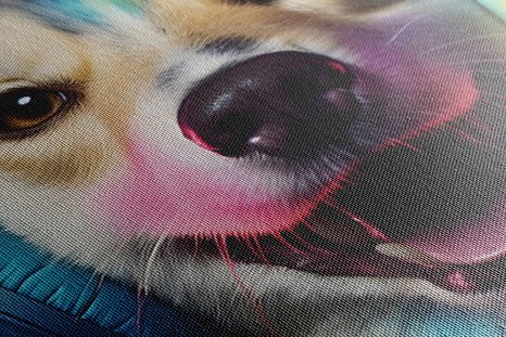 STAMPA SU TELA – CANE CON CUFFIE - QUADRI DI ANIMALI DA FESTA CON LE CUFFIE - STAMPE E QUADRI