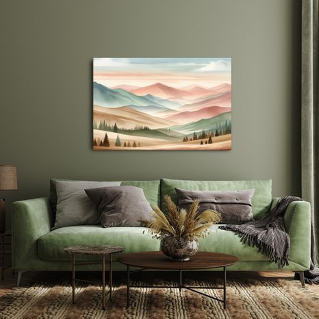 OBRAZ PASTELOVÁ KRAJINA S HORAMI - OBRAZY HORY - OBRAZY
