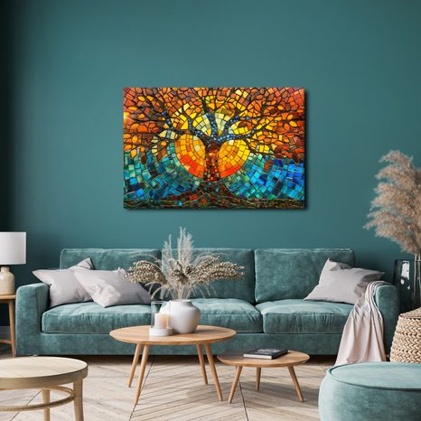 КАРТИНА НА ПЛАТНО – ЦВЕТНА МОЗАЙКА ДЪРВО НА ЖИВОТА - КАРТИНИ - 🔥 ТОТАЛНА РАЗПРОДАЖБА