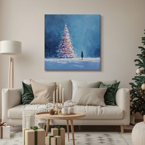WANDBILD WINTERMÄRCHEN MIT WEIHNACHTSBAUM - WEIHNACHTS- UND WINTERBILDER - BILDER