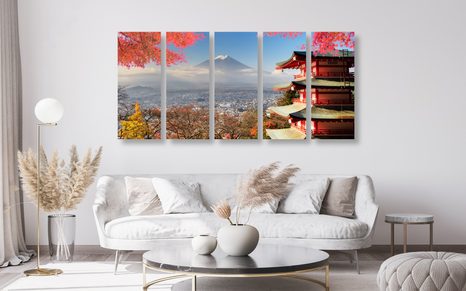 5-DIELNY OBRAZ JESEŇ V JAPONSKU - OBRAZY MESTÁ - OBRAZY