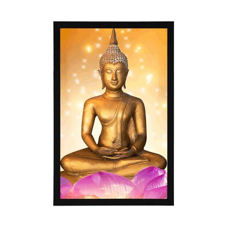 POSTER BUDDHA-STATUE AUF EINER LOTOSBLÜTE - FENG SHUI - POSTER